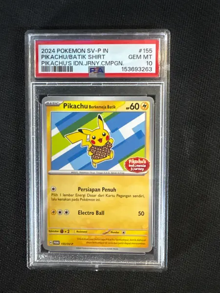 2024 Pokemon Pikachu Batik Shirt 155/SV-P PSA 10