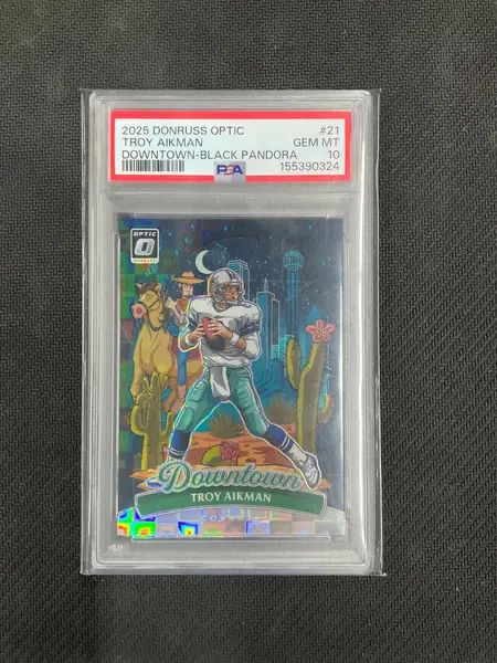 2025 Donruss Optic Troy Aikman Downtown Black Pandora /25 PSA 10