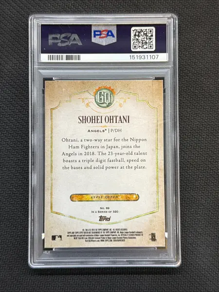 2018 Topps Gypsy Queen Shohei Ohtani Rookie #89 PSA 9 107 on