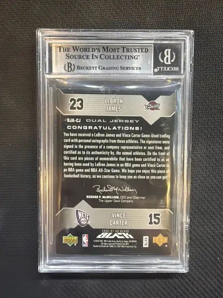 2006-07 Upper Deck Black Dual LeBron James Vince Carter Patch Auto /25