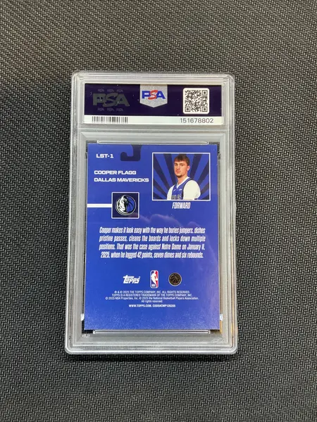2025/26 Topps Cooper Flagg Limited Stock Legends PSA 8 Rookie Mavs