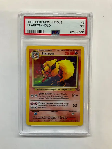 1999 Pokemon Jungle Flareon Holo 3 PSA 7