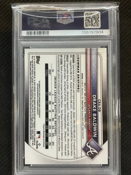 2025 Bowman Chrome Drake Baldwin Rookie Auto PSA 10 Braves 804