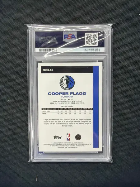 2025 Topps Cooper Flagg 1980 Topps Basketball PSA 8 454