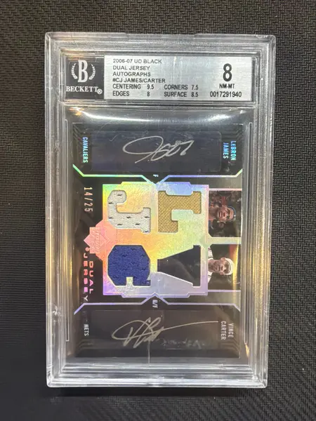 2006-07 Upper Deck Black Dual LeBron James Vince Carter Patch Auto /25