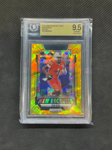 2025 Panini Prizm Draft Picks Cam Ward New Recruits Gold Ice BGS 9.5