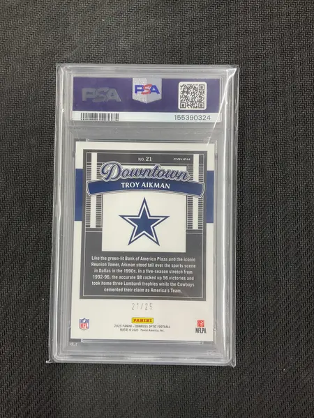 2025 Donruss Optic Troy Aikman Downtown Black Pandora /25 PSA 10