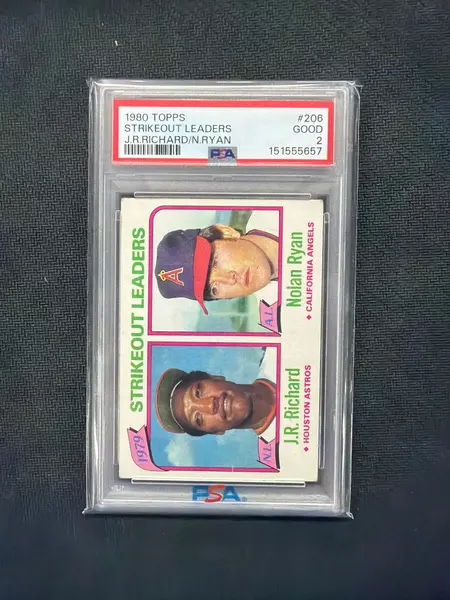 1980 Topps Strikeout Leaders JR Richard Nolan Ryan PSA 2