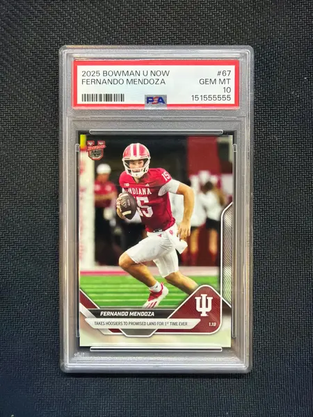 2025 Bowman U Now Fernando Mendoza Rookie #67 PSA 10 Indiana 555