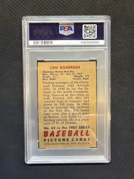 1951 Bowman Lou Boudreau #62 PSA 6