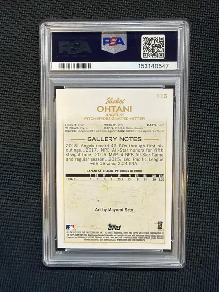 2018 Topps Gallery #116 Shohei Ohtani Rookie PSA 10 Angels 547
