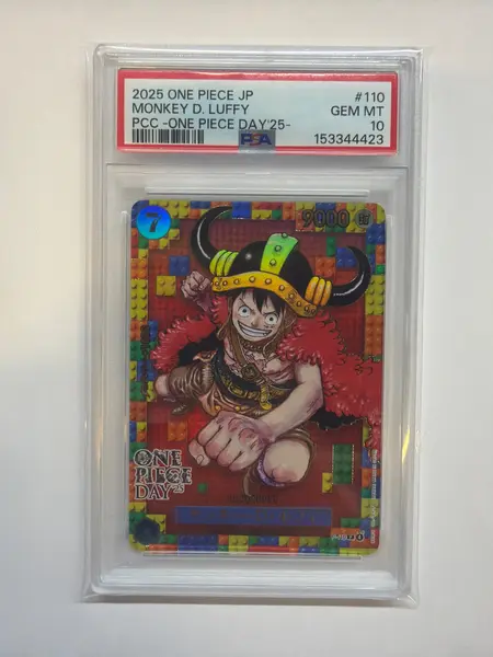 2025 ONE PIECE JP PCC MONKEY D LUFFY P-110 DAY 25 ELBAF PROMO PSA 10 423