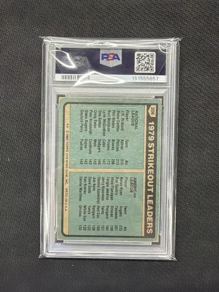 1980 Topps Strikeout Leaders JR Richard Nolan Ryan PSA 2