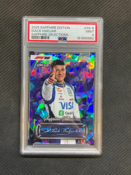 2025 Topps Chrome F1 Sapphire Isack Hadjar Selections PSA 9