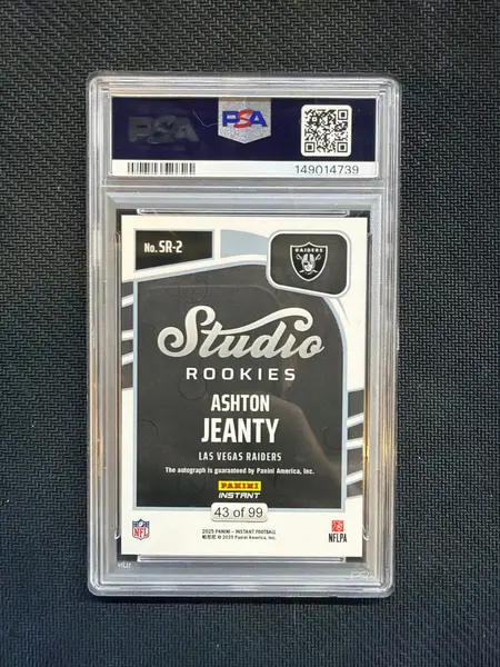 2025 Panini Instant Ashton Jeanty Rookie Auto PSA 10 Raiders /99 739