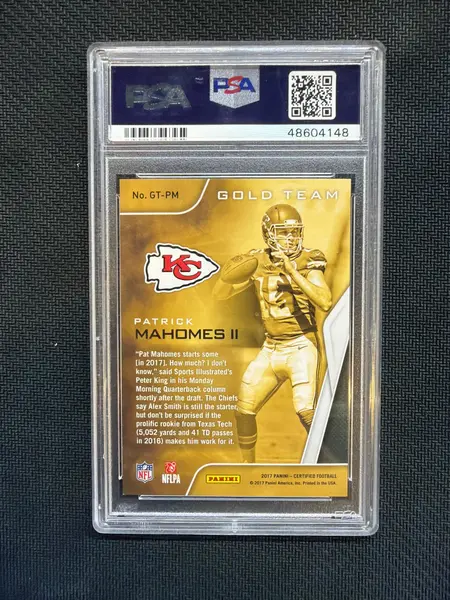 2017 Panini Certified Patrick Mahomes II Gold Team Rookie PSA 9