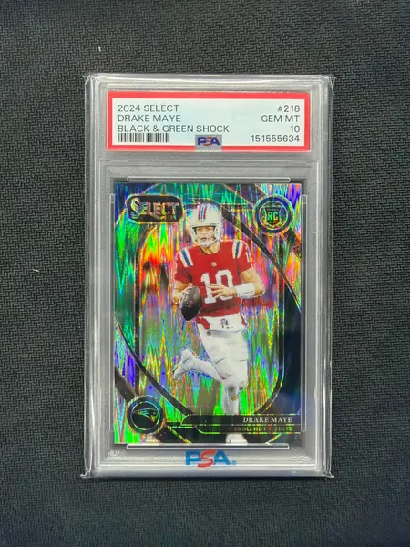 2024 Select Drake Maye Black Green Shock PSA 10