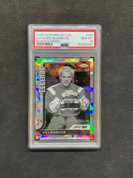 2025 Topps Chrome F1 Sapphire Jacques Villeneuve Black & White /20 PSA 10