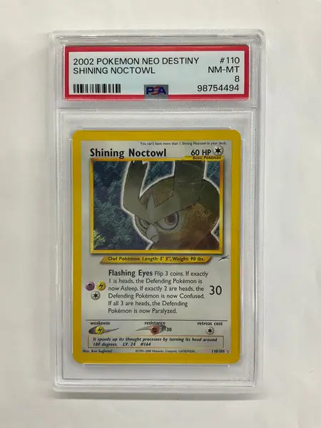 2002 Pokemon Neo Destiny Shining Noctowl 110 PSA 8