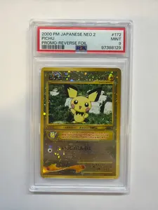 2000 Pokemon Japanese Neo Premium File 2 Reverse Holo Pichu #172