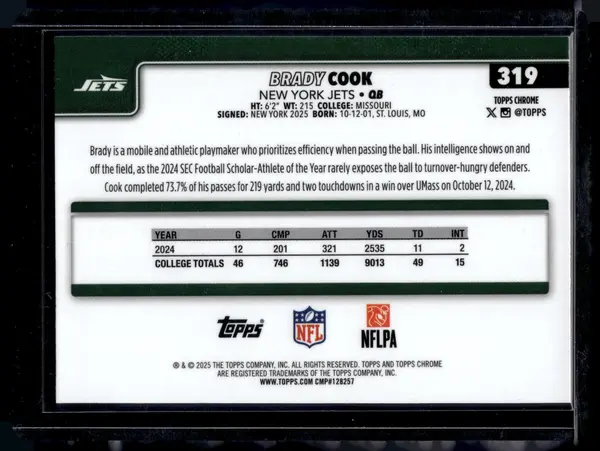 HL-P01 2025 Topps Chrome Brady Cook #319 Geometric Refractor RC