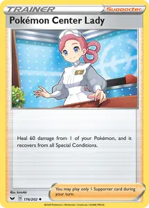 Pokemon Center Lady (176/202) [Sword & Shield: Base Set] - Damaged