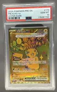 2025 Pokemon Prismatic Evolutions Pikachu ex #179/131 Hyper Rare PSA 10