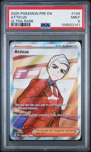 2025 Pokemon SV: Prismatic Evolutions #134 Atticus Ultra Rare PSA 9
