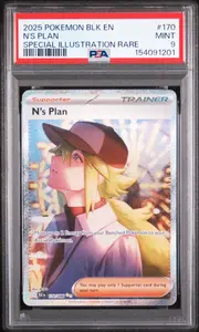 2025 Pokemon Blk Black Bolt #170 N'S Plan Special Illustration Rare PSA 9