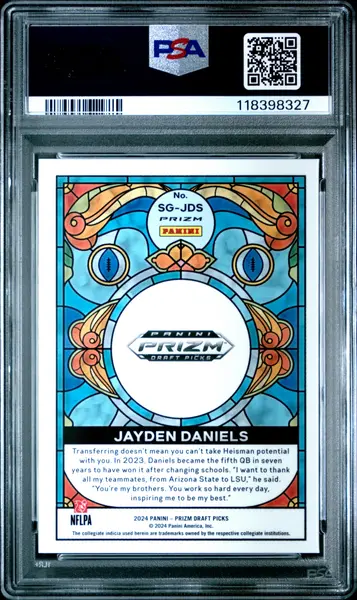 2024 Panini Prizm Draft Picks Jayden Daniels Stained Glass RC #SGJDS PSA 9