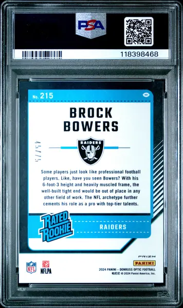 2024 Donruss Optic Brock Bowers Electricity Rated Rookie 45/75 #215 PSA 9