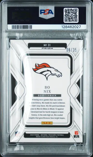 2024 Panini National Treasures Bo Nix Premium RC 06/35 #31 PSA 9