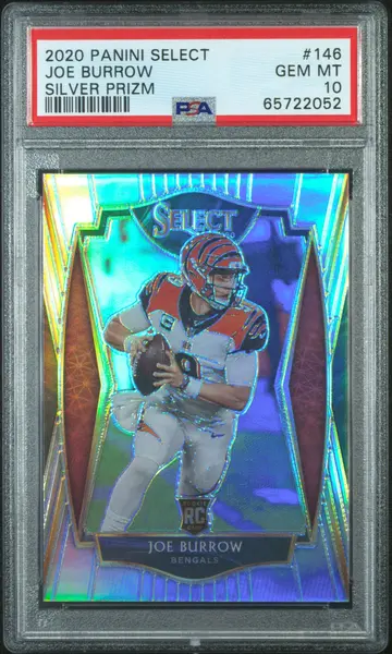 2020 Panini Select Joe Burrow Premier Level Silver Prizm RC #146 PSA 10