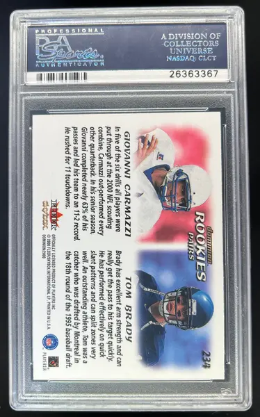 2000 SkyBox Dominion Giovanni Carmazzi Tom Brady Rookie #234 PSA 10
