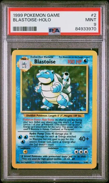 1999 POKEMON GAME #2 BLASTOISE-HOLO PSA 9 SD8248