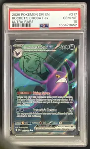 2025 Pokemon Destined Rivals Team Rocket's Crobat ex #217/182 PSA 10