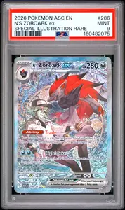 2026 Pokémon Ascended Heroes N's Zoroark ex Special Illustration Rare 286/217 PSA 9