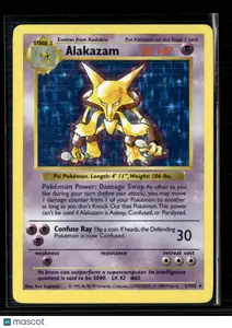 Pokemon 1999 Base Set Shadowless Alakazam #1/102 Holo
