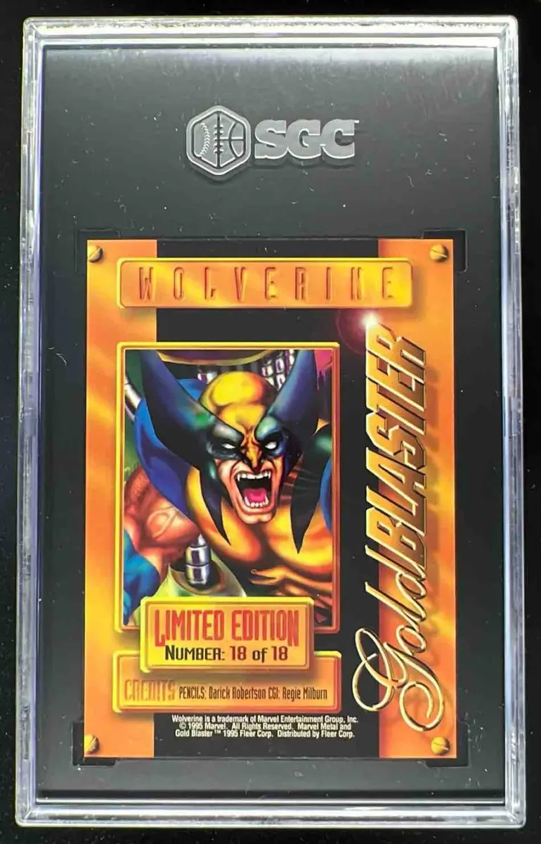 1995 Fleer Metal Marvel Gold Blasters #18 Wolverine SGC 9 on