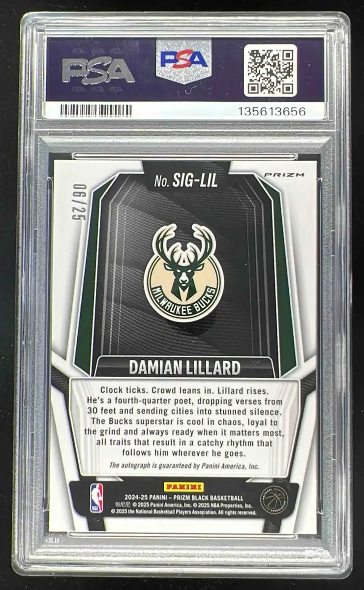 2024-25 Panini Prizm Black Signatures Mojo Prizms Damian Lillard
