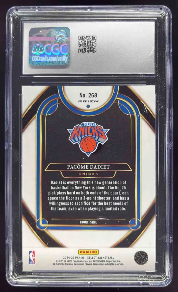 2024-25 Panini Select Courtside Zebra Prizm #268 Pacome Dadiet RC