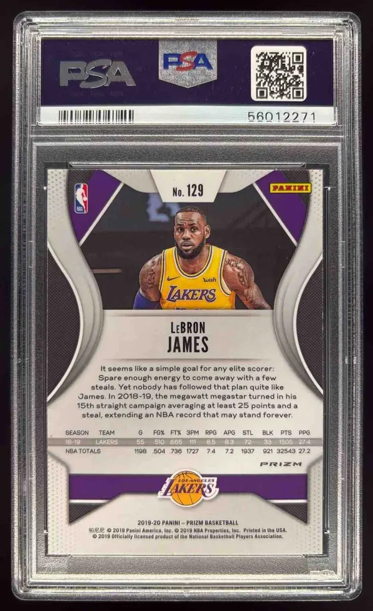 2019-20 Panini Prizm Prizms Orange Ice #129 LeBron James PSA 10 on