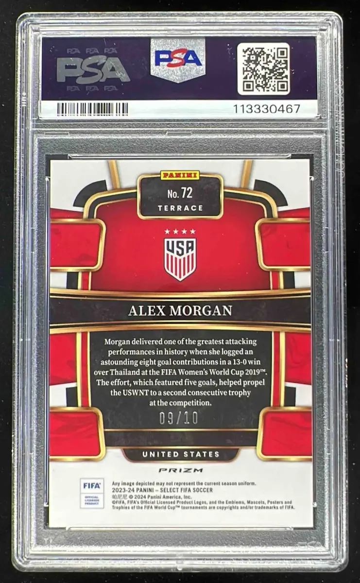 2023 Panini Select FIFA Gold Prizm #72 Alex Morgan /10 PSA 10 on