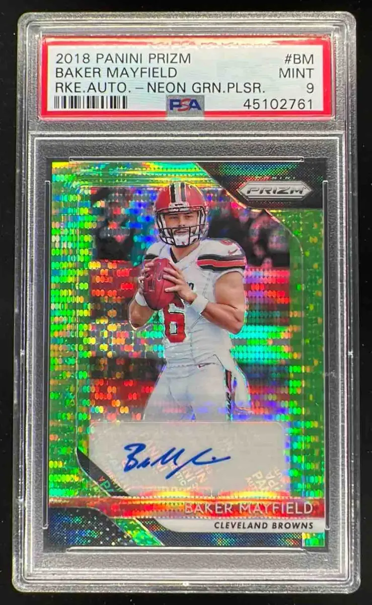 Z*す様 オークション出品⭐︎Pt900 トップ レインボームーン1.81ct 2018 Panini Prizm Rookie Prizm Neon Green Pulsar Baker Mayfield RC