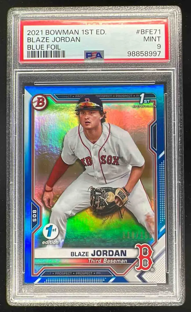 2021 Bowman 1st Edition Blue #BFE-71 Blaze Jordan RC /150 PSA 9 on