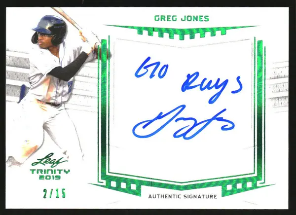 2019 Leaf Trinity Green Spectrum #AGJ1 Greg Jones Autograph Auto /15