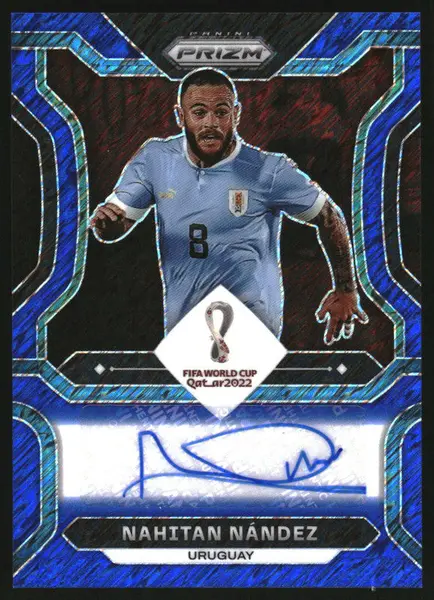 2022 Panini Prizm World Cup Signatures Prizms Blue Shimmer Nahitan Nandez Auto