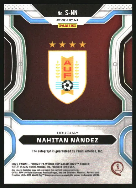 2022 Panini Prizm World Cup Signatures Prizms Blue Shimmer Nahitan Nandez Auto