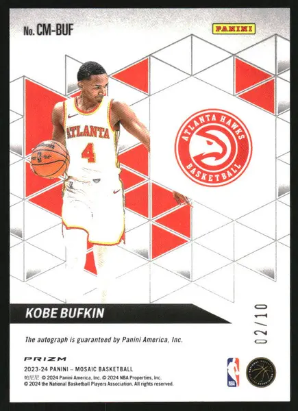 2023 Panini Mosaic Collage Autographs Mosaic Gold Kobe Bufkin Rookie RC Auto /10
