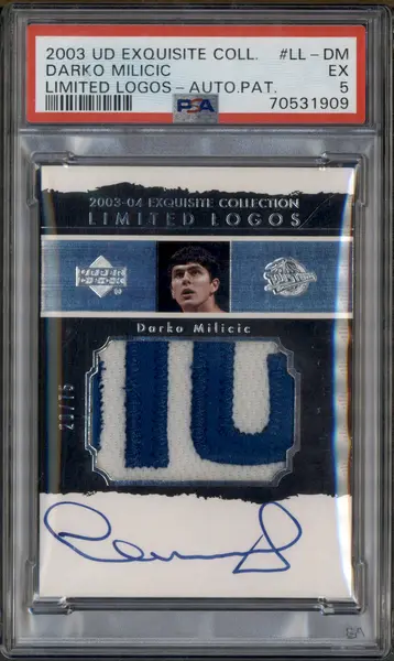 2003 UD Exquisite Collection Limited Logos Auto Patch Darko Milicic /75 PSA 5